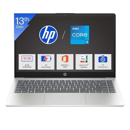 HP 14, 13th Gen Intel Core i5-1334U Laptop (16GB DDR4,512GB SSD) Anti-Glare, Micro-Edge, 14/35.6cm, FHD, Win11, M365 Basic(1yr),Office Home24, Silver,1.4kg, FHD Camera w/Privacy Shutter